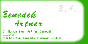 benedek artner business card